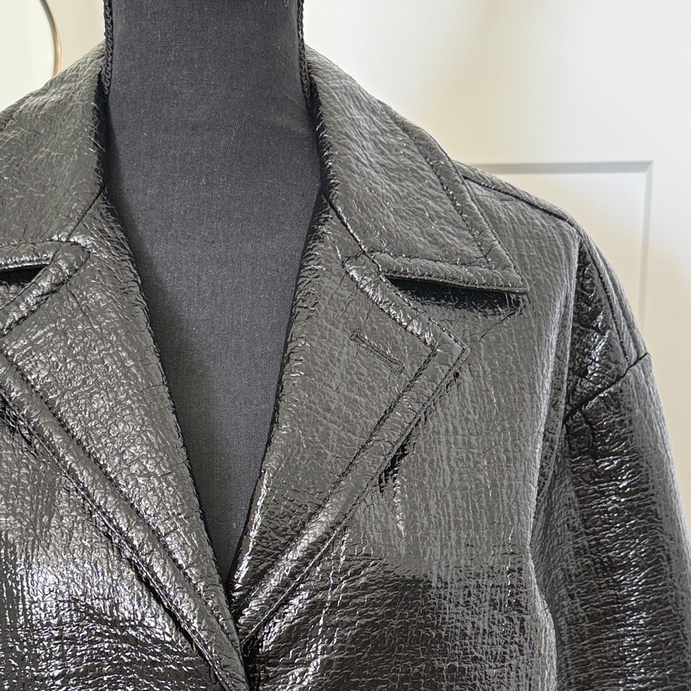No. 21 Black Faux Leather Long Coat - Women's Jacket Sz 44 - US 8 - Picture 4 of 8